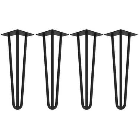 Lot de 4 Pieds de Table en Métal DIY 41CM Hairpin Legs, Pied de 3 Colonnes en Epingle à Cheveux, Installation Facile (Noir)