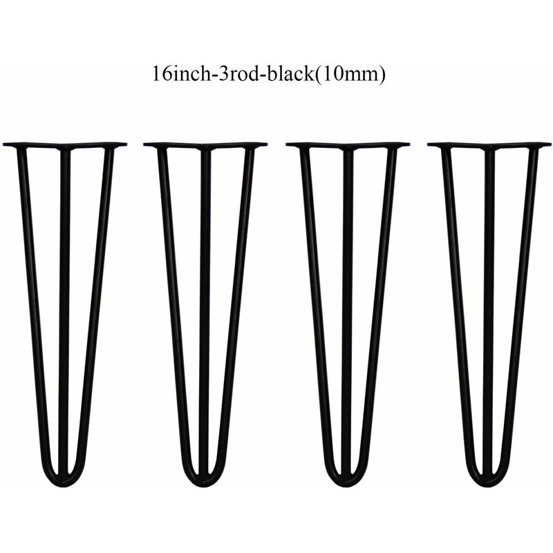 Lot de 4 pieds de table en métal pour table basse, bureau moderne, Noir 40 cm/16''