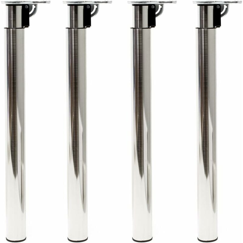 Lot de 4 Pieds de Table en Acier Inoxydable Hauteur Réglable Support de 72,5 à 120CM