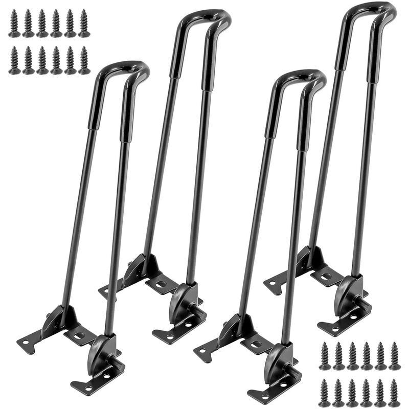 Linghhang - Lot de 4 Pieds de Table Pliables 47cm Noir Pieds de Table en Épingle à Cheveux Jambe de Table Basse Pliante avec Vis
