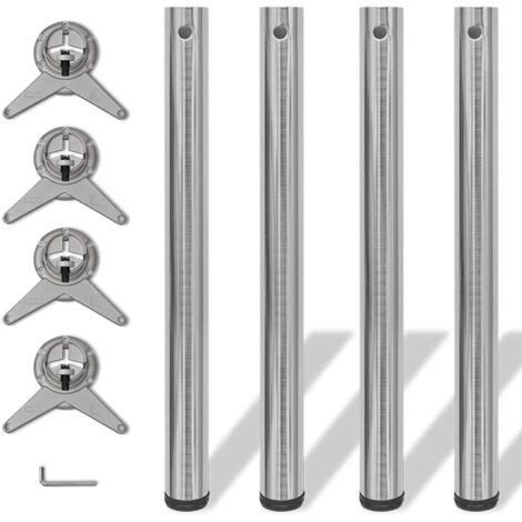 Lot de 4 Pieds de table réglables  Pieds De Meuble Support de table  en hauteur 710 mm Nickel brossé 31758