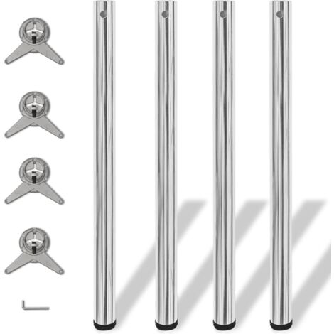 Lot de 4 Pieds de table réglables  Pieds De Meuble Support de table  en hauteur 870 mm Chromé 10666