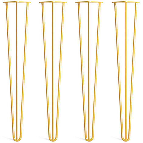 Lot de 4 pieds épingle 20 cm en acier – 3 tiges pour meilleure stabilité – 16 vis de fixation incluses – Pour meubles modernes