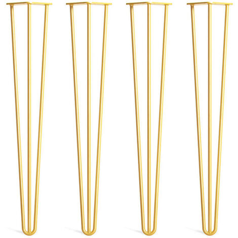 Lot de 4 pieds épingle 20 cm en acier – 3 tiges pour meilleure stabilité – 16 vis de fixation incluses – Pour meubles modernes
