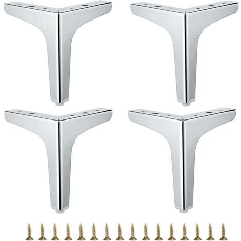 Lot De 4 Pieds Meuble Métal Moderne Pour Canapé Chaise Table Armoire Commode Lit Angle Robuste Argent 15 2 Cm