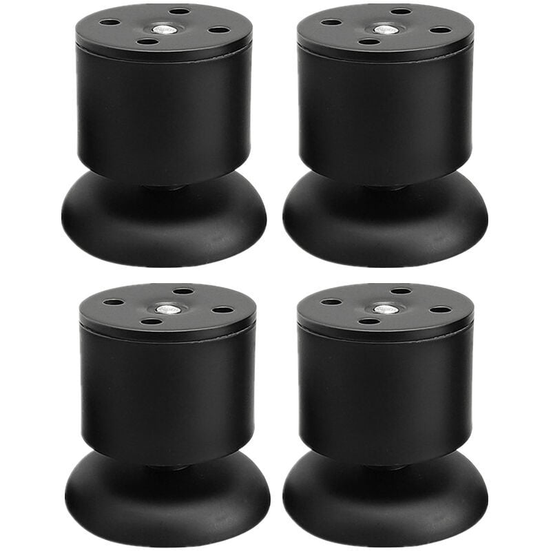 Linghhang - Lot de 4 Pieds Noir - 6cm de Meuble Réglable Pieds de Table en Acier Inoxydable avec Tapis en Caoutchouc et Vis