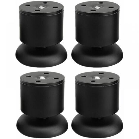 Lot de 4 Pieds Noir - 6cm de Meuble Réglable Pieds de Table en Acier Inoxydable avec Tapis en Caoutchouc et Vis