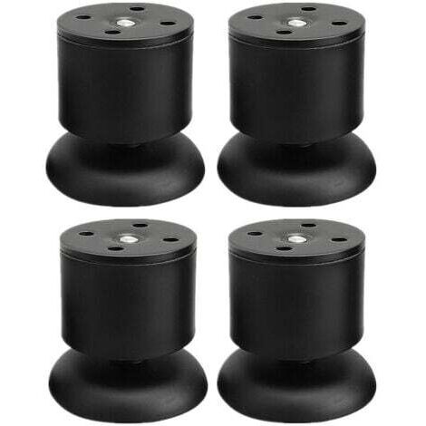 Lot de 4 Pieds Noir - 6cm de Meuble Réglable Pieds de Table en Acier Inoxydable avec Tapis en Caoutchouc et Vis