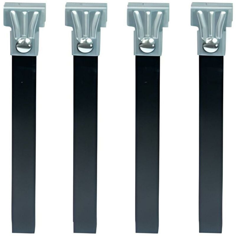Visiodirect - Lot de 4 pieds pour sommier en Métal coloris Noir - Hauteur 30 cm x 3,5 cm