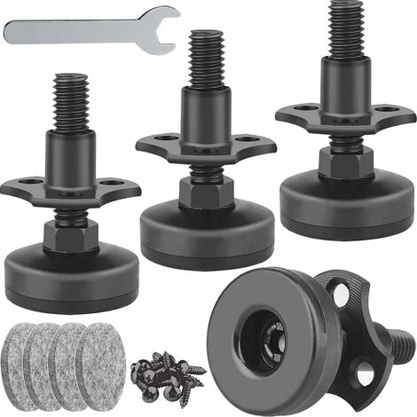 COSTJJ Lot de 4 pieds réglables pour redresseurs de meubles, vis de réglage, pieds de réglage avec écrou à enfoncer pour pieds de meubles en bois（3/8 -16 threaded support，1320 pounds）