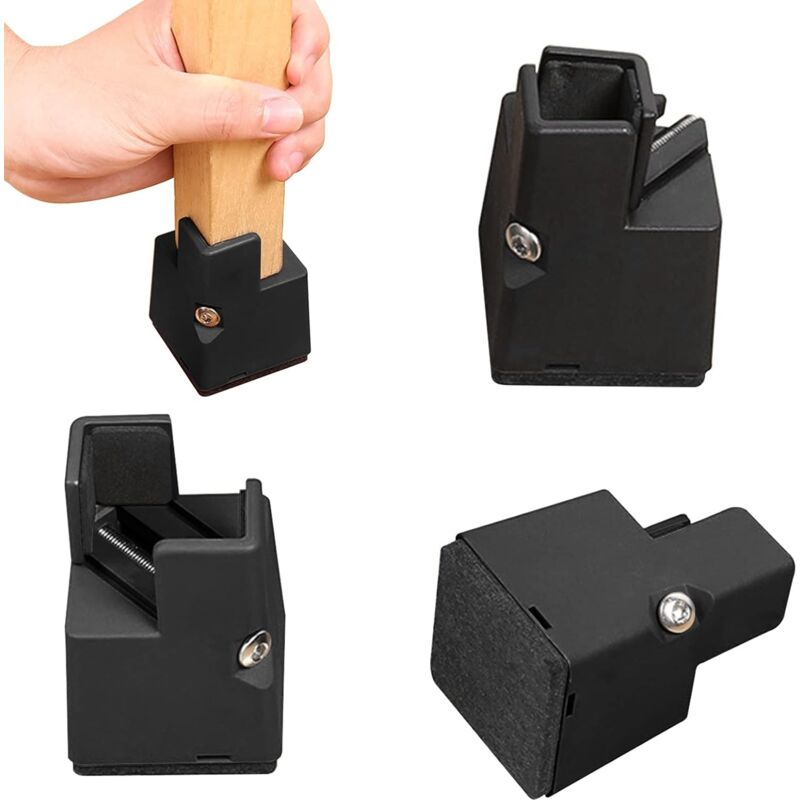 Shmshng - Pied de meubleLot de 4 pieds rehausseurs réglables pour meubles - Noir - Hauteur 50 mm - Convient à 22-42 mm