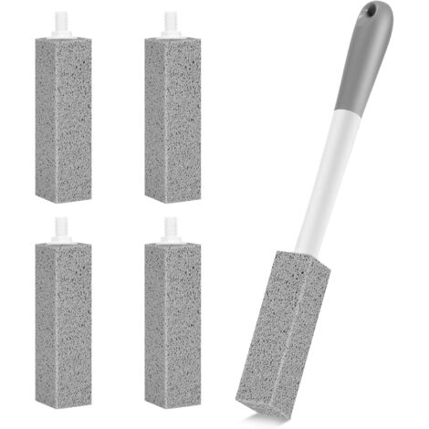 Lot de 4 pierres ponces pour WC avec manches extra longs, nettoyant pour cuvette de WC, 1 manche de nettoyage
