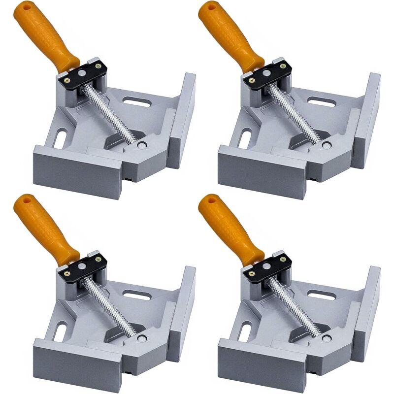 Lot de 4 Pince à Angle Droit 90 Degrés, Serre Joint Menuisier, Pince de Serres-Joints Mâchoire Pivotante Réglable, Outils à Mainpinces d'Angle pour