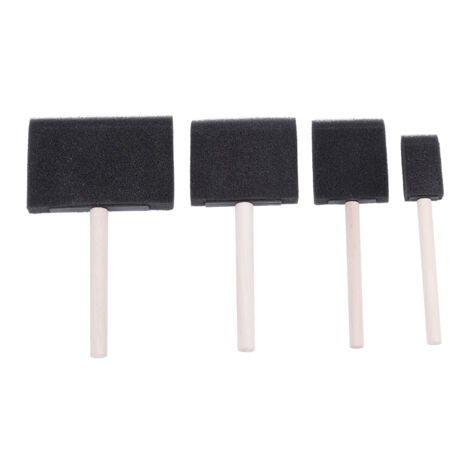 Lot de 4 pinceaux en mousse avec manche en bois pour peinture, graffiti et nettoyage de poussière