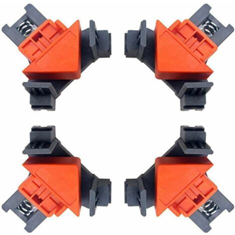 Lot de 4 Pinces à Angle Droit pour Travail du Bois, Menuiserie 90 Degrés Clip de Serrage à Angle Droit Fixation Rapide du Cadre de Photo Colliers de Coin