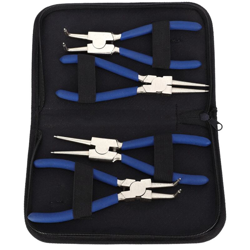 Lot de 4 pinces à circlips coudées droites internes et externes de 7 po