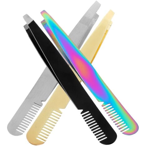 Lot de 4 pinces à épiler pour épilation de perruques, hommes et femmes, cils, cosmétiques, ergonomiques, magnifiques, avec peigne, pince pour homme