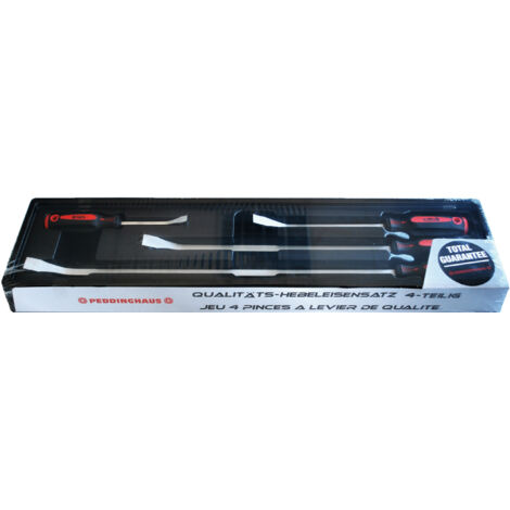 LOT DE 4 PINCES À LEVIER – Longueurs 20, 30, 45 et 60 cm – Acier Chrome Vanadium – Manche bi-matière – Outils polyvalents pour levier et démontage