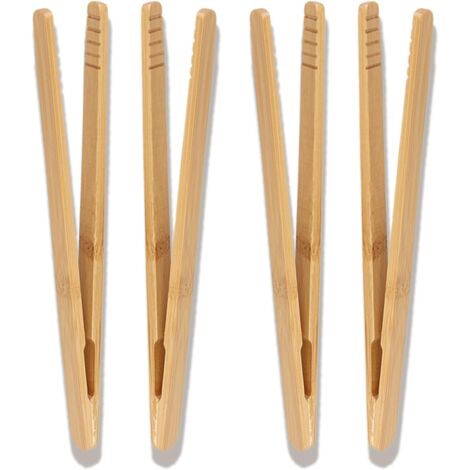 Lot de 4 pinces à toast en bambou de 18 cm, pinces à grille-pain en bois avec design antidérapant, pinces réutilisables en bambou pour grille-pain, thé, grille-pain en bois, pinces en bois pour