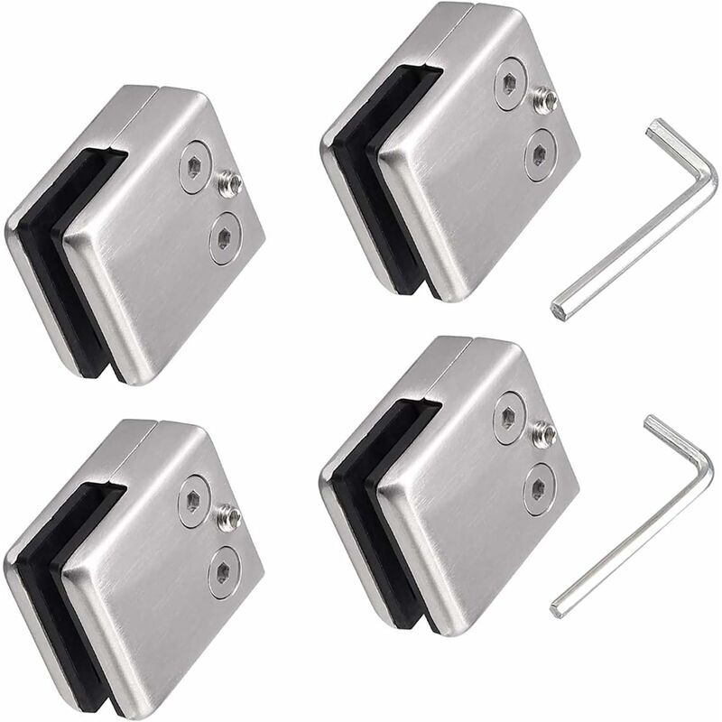 Start - Lot de 4 pinces à verre en acier inoxydable 304 -Support carré pour verre -Support réglable en verre plat pour escalier balustrade - Main
