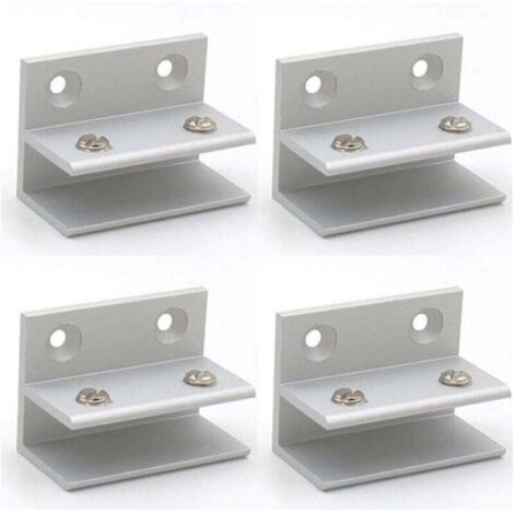 Lot de 4 pinces à verre en forme de F, support mural, pinces de douche, étagère, panneaux de serrage 10–12 mm