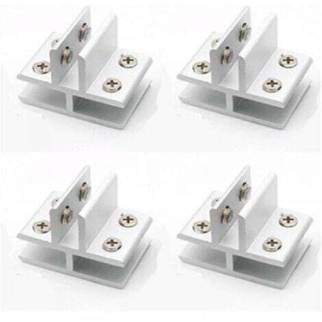 Lot de 4 pinces à verre en forme de T avec support en verre pour fixation sur 3 panneaux latéraux, douche, tables, panneaux, 10-12 mm