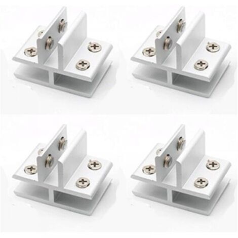 Lot de 4 pinces à verre en forme de T avec support en verre pour fixation sur 3 panneaux latéraux, douche, tables, panneaux, 10-12 mm