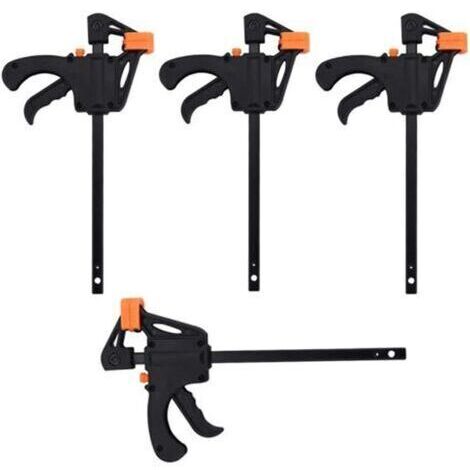 Lot de 4 pinces articulées, pince à barre à cliquet de 4 pouces, pince à cliquet à dégagement rapide, pince en alliage robuste pour des applications de serrage rapides et faciles, kit
