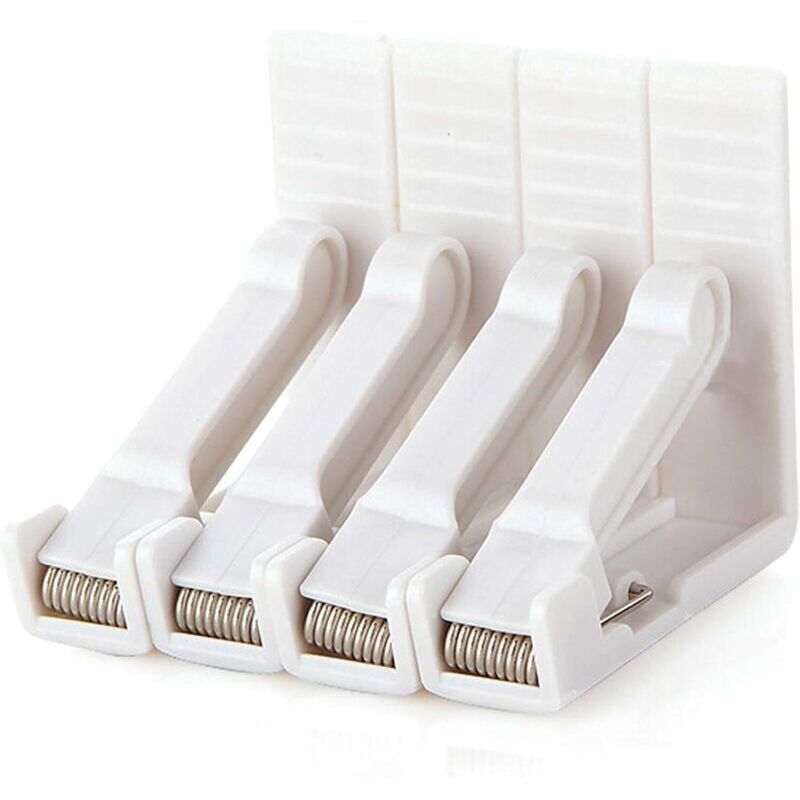 Lot de 4 Pinces de Nappe en Plastique Blanc avec Pince réglable à Haute Tension, épaisseur de Table d'env. 4,5cm, Pince de Table pour Jardin,