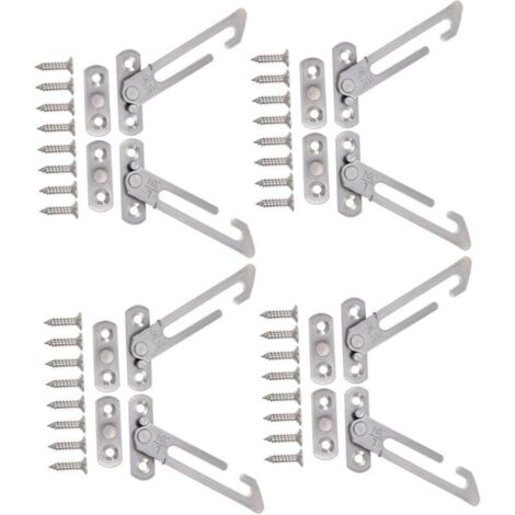 Lot De 4 Pinces De Sécurité Pour Fenêtre Coulissante Verrou De Sécurité Limiter De Fenêtre Coulissante Argent