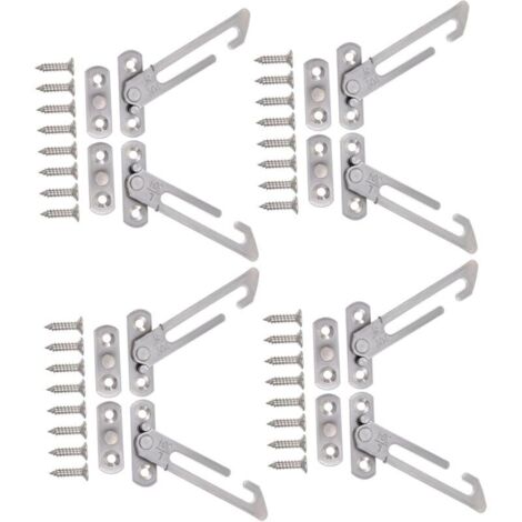 Lot De 4 Pinces De Sécurité Pour Fenêtre Coulissante Verrou De Sécurité Limiter De Fenêtre Coulissante Argent