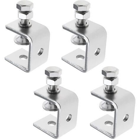 Lot de 4 pinces en forme de C en acier inoxydable 304 avec support de type C - Tigre - Pince de travail du bois pour menuisiers 0-25 mm