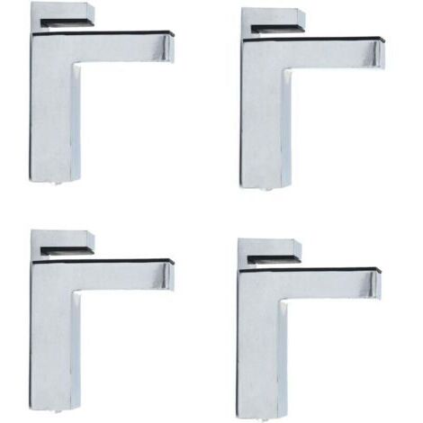 Lot de 4 pinces en verre en forme de F à fixation murale ajustable 6 à 28 mm d'épaisseur en alliage de zinc Finition chromée Support d'étagère..dyk.Trywise
