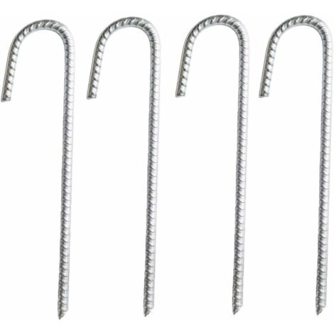 Lot de 4 piquets d’ancrage en acier galvanisé – Dimensions 30 x 9 cm – Capacité d'ancrage jusqu'à 40 mm – Pour chapiteaux, tentes, trampolines