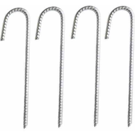 Lot de 4 piquets d’ancrage en acier galvanisé – Dimensions 30 x 9 cm – Capacité d'ancrage jusqu'à 40 mm – Pour chapiteaux, tentes, trampolines