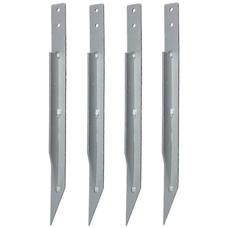 Lot de 4 piquets de réparation pour poteaux de clôture - Piquets d'ancrage au sol améliorés