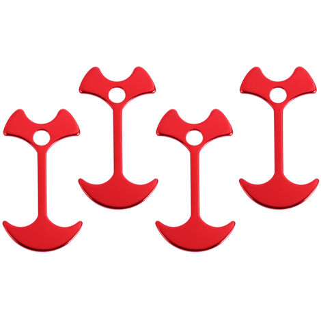 Lot de 4 piquets de tente en aluminium pour camping en plein air, corde à vent, chanes d'ancrage, clou de plancher de pont (rouge)