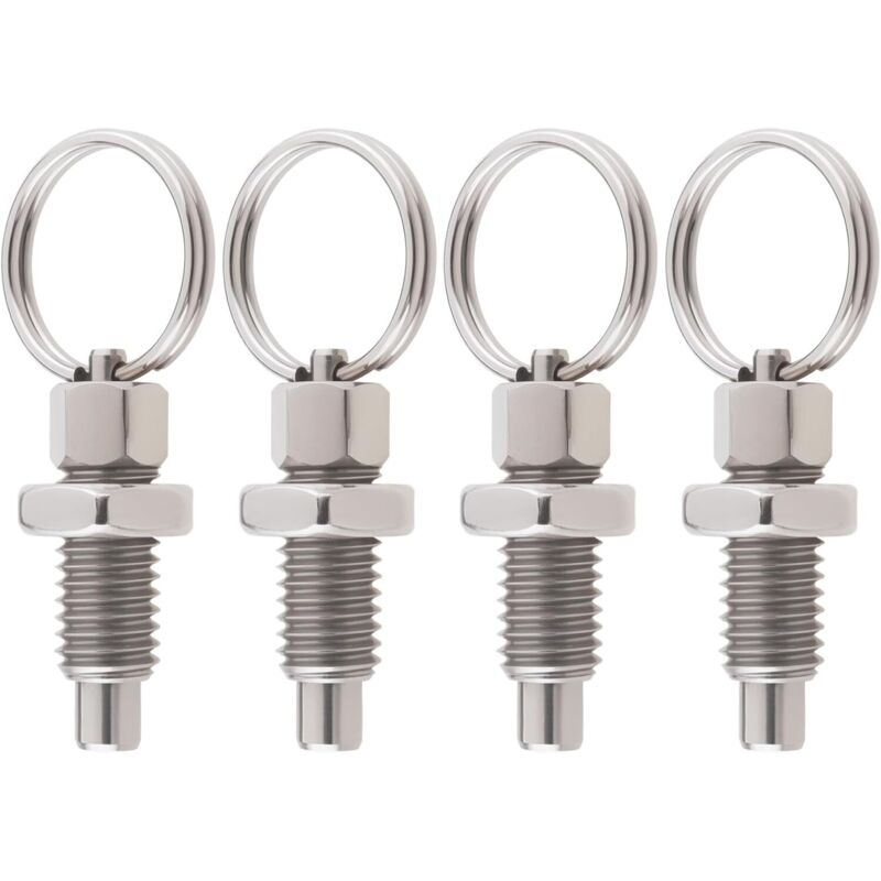 Lot de 4 Pistons à Ressort avec Anneau de Traction M8 à Dégagement Rapide en Acier Inoxydable Type Non Verrouillable Piston à Ressort Rétractable à Lot de 4 Pistons à Ressort avec Anneau de Traction M8 à Dégagement Rapide en Acier Inoxydable Type Non Verrouillable Piston à Ressort Rétractable à
