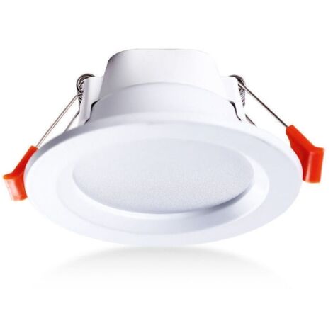 Lot de 4 plafonniers encastrés à LED IP65 étanche 5 W blanc chaud rond spot encastrable, plastique, blanc