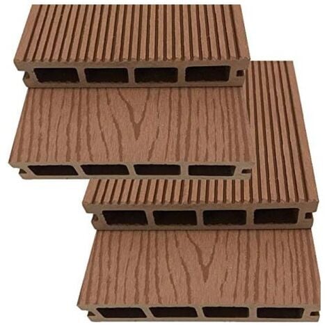 Lot de 4 Planche de jardin en bois composite 200 x 14,6 x 2,5 cm, trottoir extérieur, décoration de jardin