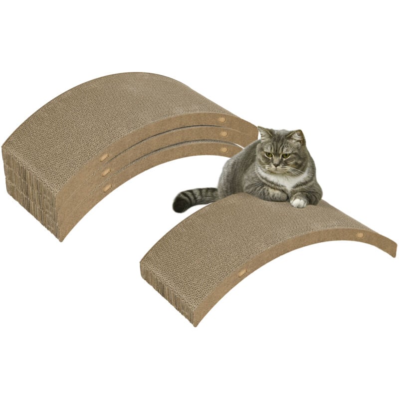 Lot de 4 planches grattoirs réversibles pour chat - dim. 55L x 25,5l cm - carton ondulé double face