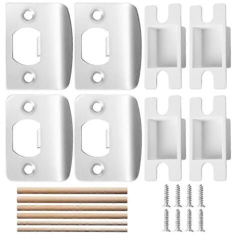 Lot de 4 plaques de gâche de porte - Kits de réparation de plaques de gâche de serrure de porte