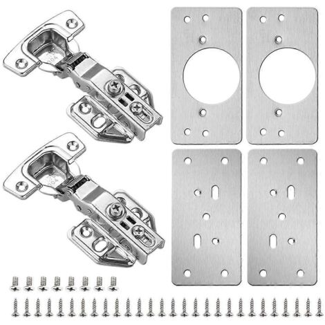 Lot de 4 plaques de réparation pour charnières de placard avec kit de réparation de charnières (2 pièces)