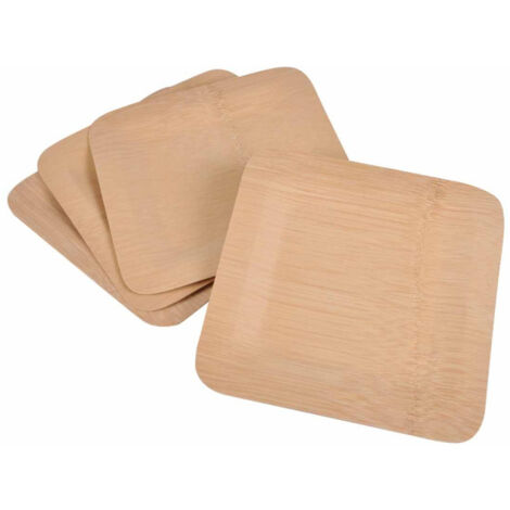 Lot de 4 Plateaux Carrés "Bambou" 25cm Naturel