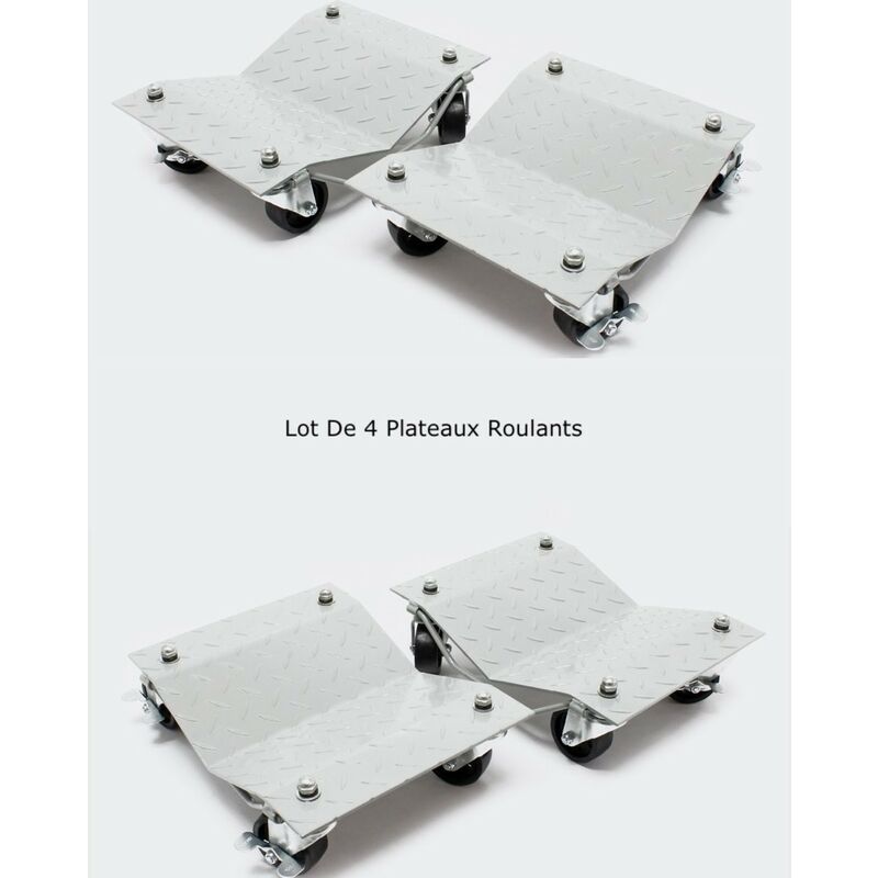 Lot De 4 Plateaux Roulants, Chariot De Déplacement, Jusqu'à 680 kg