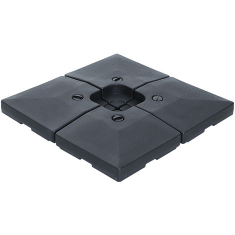Lot de 4 poids de lestage carré pour parasols déportés dim. par dalle 51L x 51l x 12H cm polyéthylène haute densité noir - Noir