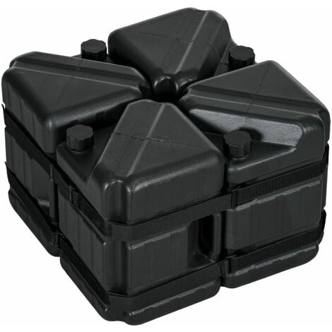 Lot de 4 poids de lestage carrés pour tonnelle barnum tente carport avec velcros HDPE noir