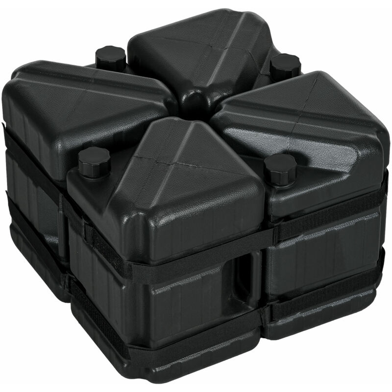 Outsunny - Lot de 4 poids de lestage carrés pour tonnelle barnum tente carport avec velcros hdpe noir - Noir