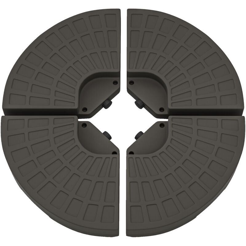 Lot de 4 poids de lestage pour parasols déportés dim. totales 100L x 100l x 10H cm hdpe café