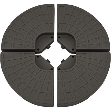 Lot de 4 poids de lestage pour parasols déportés dim. totales 100L x 100l x 10H cm HDPE café